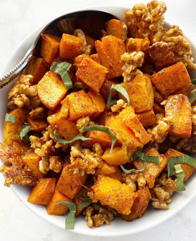 Cinnamon Roasted Butternut Squash with Maple Glazed Walnuts