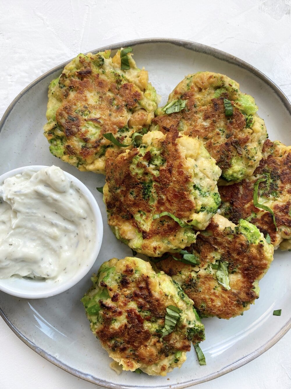 Cheesy Broccoli & Chickpea Fritters