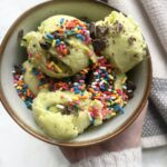 Avocado ice ceam in a bowl