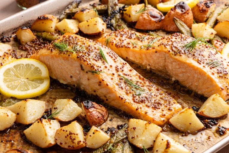 Sheet Pan Spring Salmon, Potatoes and Snap Peas