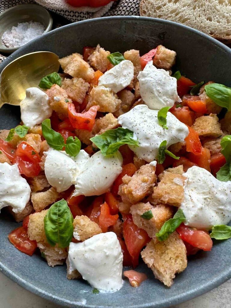 Easy Panzanella Salad with Burrata