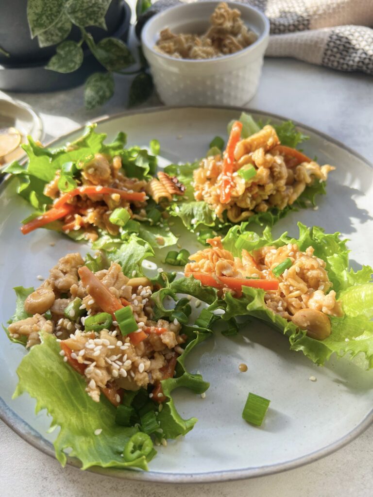 Chicken Lettuce Wraps with Peanut Sauce