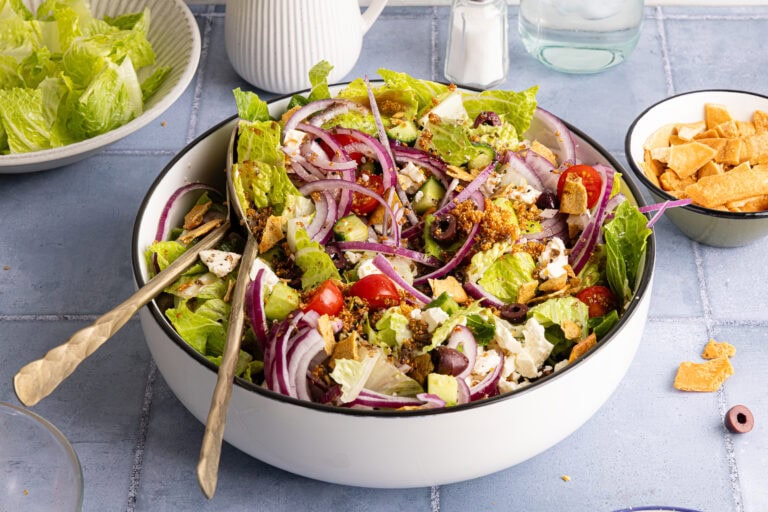 Chopped Greek Salad with Crispy Quinoa