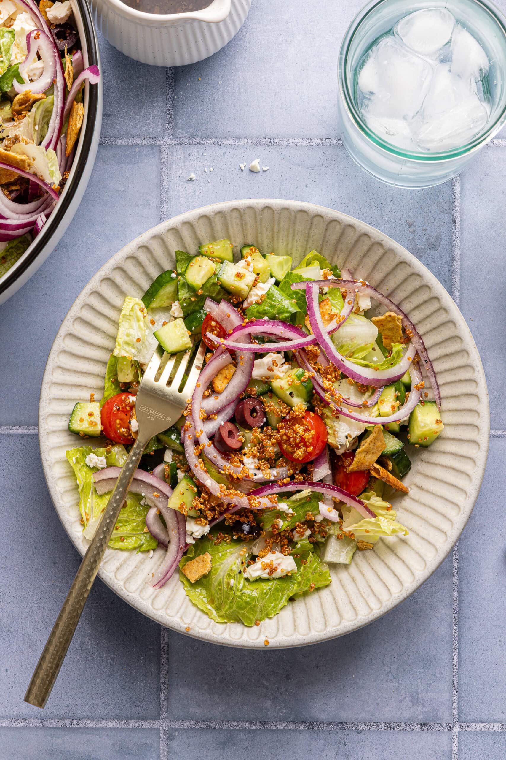 Greek Salad with Crispy Quinoa