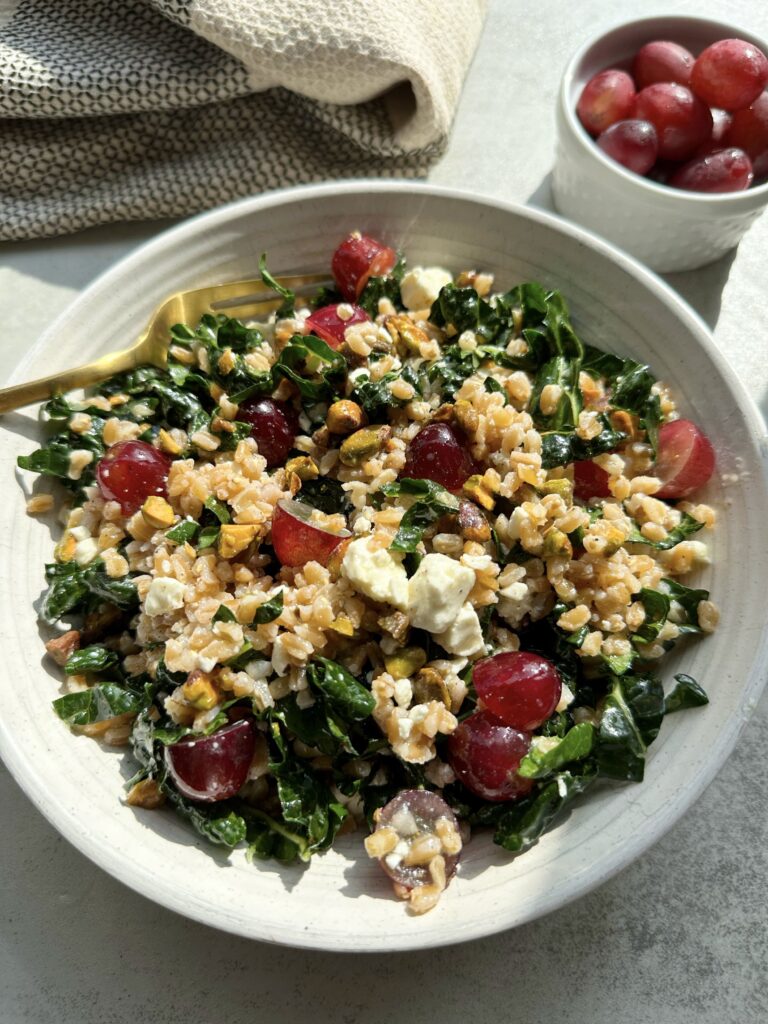 Farro Salad with Grapes, Feta and Pistachios