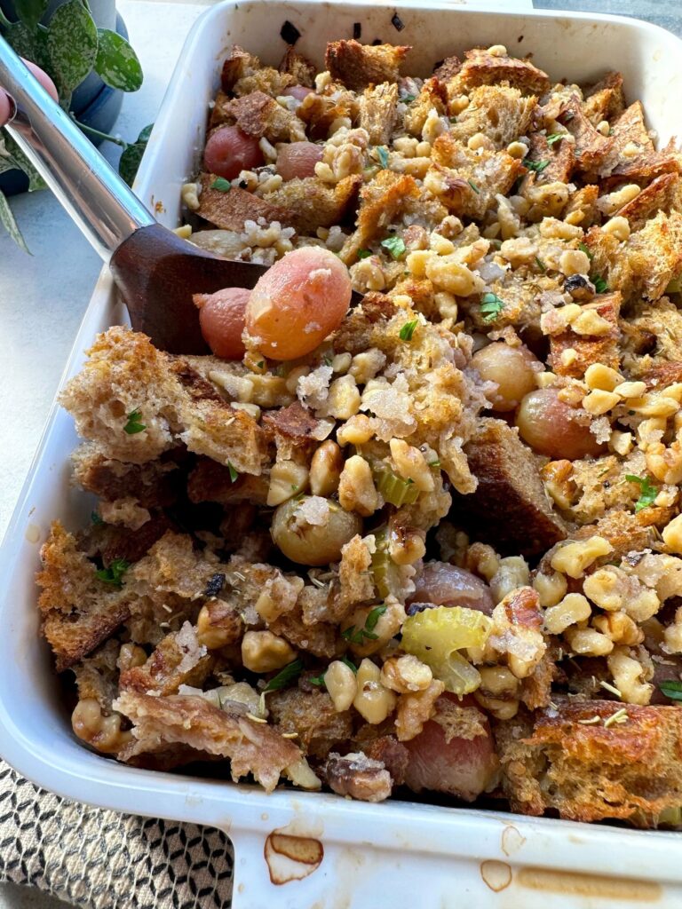 Roasted California Grape Stuffing with Candied Walnuts