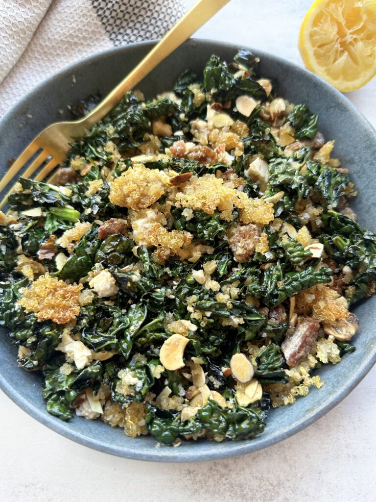 Baked Kale Salad with Crispy Quinoa