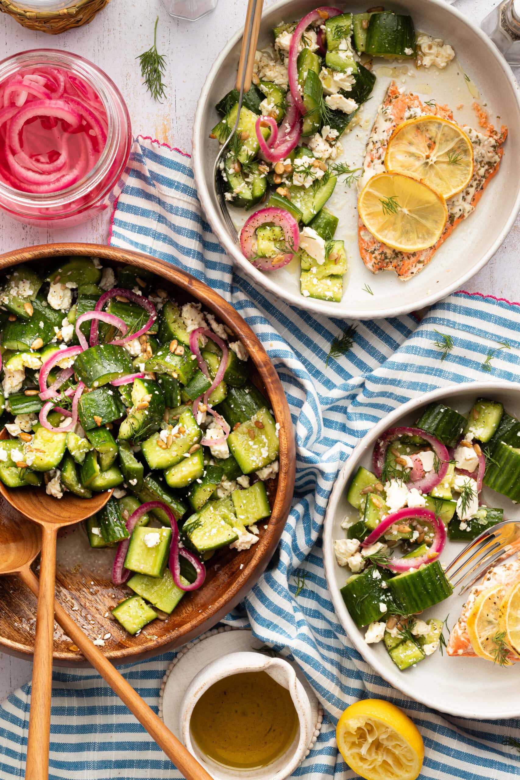 Smashed Cucumber Salad with Marinated Feta