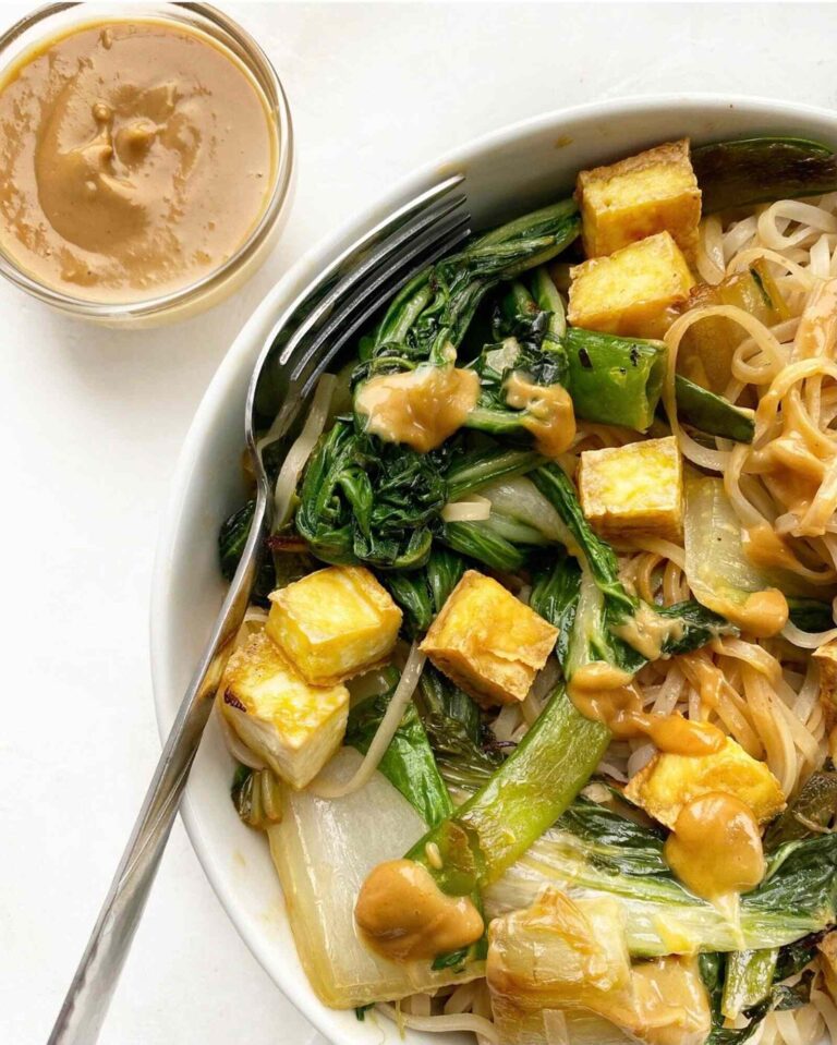 Crispy Tofu Stir Fry with Thai Peanut Sauce