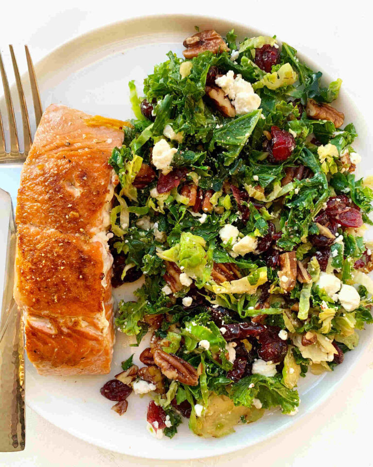 The Ultimate Fall Salad with Kale, Brussels, Cranberries and Pecans