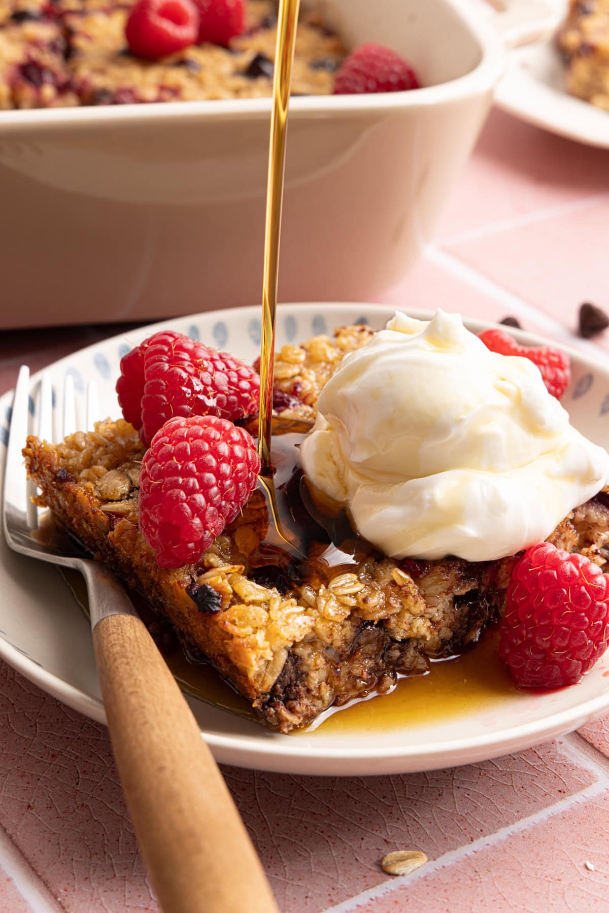 Raspberry Chocolate Chip Baked Oatmeal