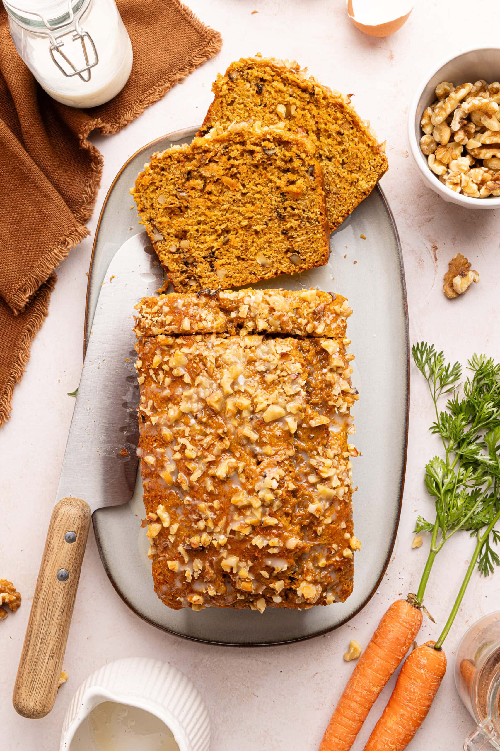 Healthy Carrot Cake Loaf with Vanilla Glaze